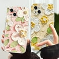 thumbnail image 4 of Case for iPhone 13 Pro, Colorful Oil Painting Flowers Leaves Pattern Cute Exquisite Floral Blossom Phone Cover Stylish Durable Soft TPU Shockproof Protective Bumper Case for Girls Women -Green, 4 of 10