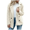 thumbnail image 2 of Women's Fuzzy Shearling Coat, Winter Warm Oversized Jacket with Lapel Collar, Casual Zipper Outwear for Daily Use White, XL, 2 of 8