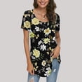 thumbnail image 2 of Pisexur Hauts pour Femmes 2023 Été Grande Taille Tuniques Décontractées à Col Rond Chemises à Manches Courtes Pétale Coupe Ample Blouse Mignonne, 2 of 6