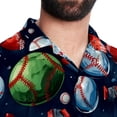 thumbnail image 5 of Baseball Men's Short Sleeve Button Down Hawaiian Shirts for Summer Beach Casual Printed Style, 5 of 6