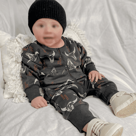 

Sunisery Newborn Baby Boys Girls Clothes Cattle Print Zipper Long Sleeve O-neck Pullover Rompers Jumpsuits Long Pants Overalls