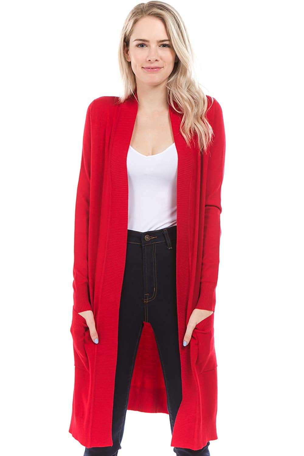 NEW Plus Size Open Front Long Duster Cardigan Sweater w/Side Pockets-XL/1X-2X-3X 
