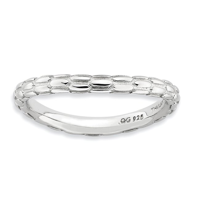 925 Sterling Silver Plate Wave Band Ring Size 9.00 Stackable Curved