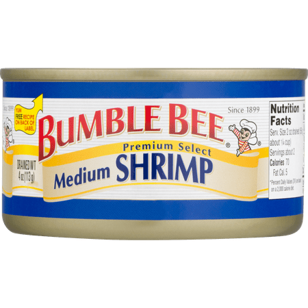 Bumble Bee Regular Medium Shrimp, 4oz can (Best Size Shrimp For Shrimp Cocktail)
