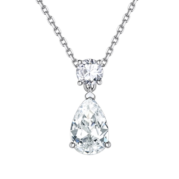 Suplight Teardrop Necklace for Women, Pear Cut Synthetic Diamond Crystal Cubic Zirconia Drop Pendant Necklace, Jewelry Gift for Wife Girlfriend Birthday Anniversary Valentines Bridal Wedding