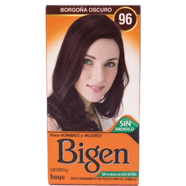 Tinte Bigen Permanente En Polvo 6g Sin Amoniaco Cubre Canas Borgoña Obscuro 96 Biggen cabello