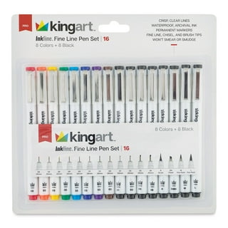 KINGART® Studio Mini Gel Pens, Neon, Metallic & Glitter Shades, 1.0mm  Medium Tip, Travel/Storage Case, Set of 24 Unique Colors 