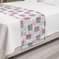 thumbnail image 2 of Geometric Bed Runner, Horizontal and Vertical Stripes with Rectangles Vaporwave Colors, Decorative Accent Bedding Scarf for Hotels Homes and Guestrooms, Queen, Pale Pink Pale Blue, by Ambesonne, 2 of 2
