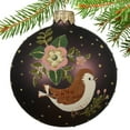 thumbnail image 4 of Hand Painted Blown Glass Animal Ornaments – European Mouth-Blown Brown Glass Balls Set of 3 Fox, Hedgehog, and Bird, 4 of 5