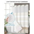 thumbnail image 4 of No Hook Cloth Fabric Shower Curtain with Snap in Liner, Brown Stripe Waterproof Shower Curtains Set with See Through Top Window, Modern Rustic Horizontal Brown Striped Bath Curtains Shower 36"x72", 4 of 6