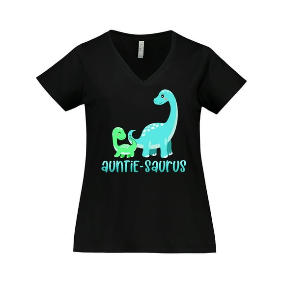 Inktastic Auntie-saurus Cute Brontosaurus Family Women's Plus Size V-Neck T-Shirt