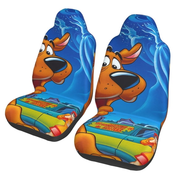 Scooby Doo Car Seat Cover Set of 2 Fashion Stretchy Front Seat Protector Universal Fit for Auto Truck SUV Van Sedan Car Interior Accessory Decoration