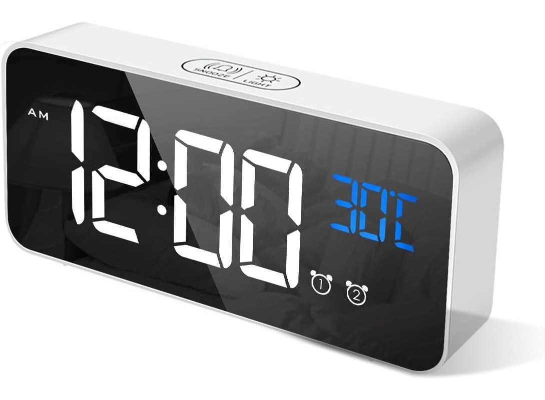 Cute LED Snooze Digital Alarm Clock Voice Night Light Lamp Rechargeable US 