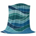 thumbnail image 6 of Turquoise Blue Blanket Soft Cozy Warm Twin Blanket for Bed, Plush Fuzzy Flannel Fleece Blankets for Sofa, Green Gradient Abstract Wave Stripes Throw Blankets for Couch, Gifts for Men, 60"x80", 6 of 9