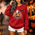 thumbnail image 6 of TKLPEHG Halloween Sweatshirts for Women 2026 Fashion Funny Ghost Jack O Lantern Pumpkin Graphic Sweatshirt Long Sleeve Crewneck Pullover (Red,S), 6 of 6