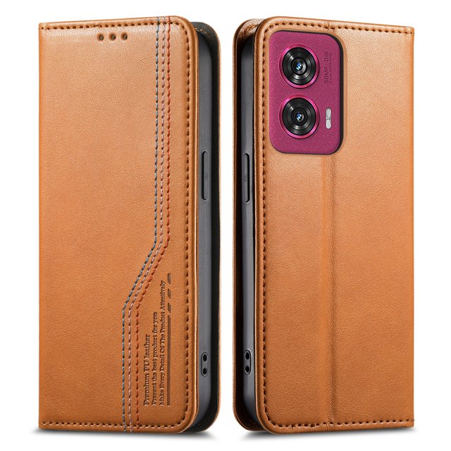 FOXDOCK Wallet Case for Motorola Edge 50 Fusion , PU Leather Flip Cover with Elastic Anti-Slip Hand Strap, Card Slots