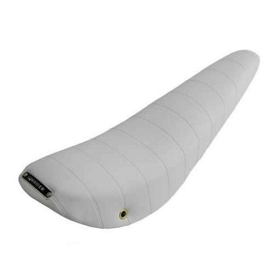 20" Banana Saddle Vinyl All White. Bike part, bicycle part, lowrider bike seat, lowrider bicycle seat, chopper bike seat