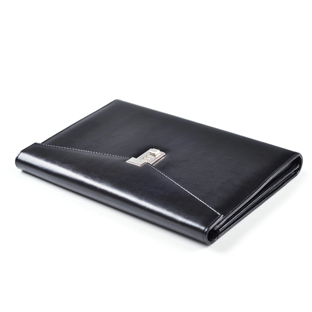 A4 Document File Folder with Password Lock Briefcase Organizer PU Leather Office