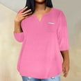 thumbnail image 2 of Midsumdr Womens Tops 2025 Summer Sexy V-Neck Casual Loose Plus Size Short Sleeve Tops Solid Color Temperament Blouse Tops with Pockets, 2 of 5