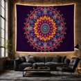 thumbnail image 6 of Turquoise Lotus Mandala with Paisley Details on Deep Purple Background, Energetic Boho for Art Lovers, Symmetrical Decor Art, Housewarming Gift, Tapestry Wall Hanging for Bedroom and Living Room, 6 of 7