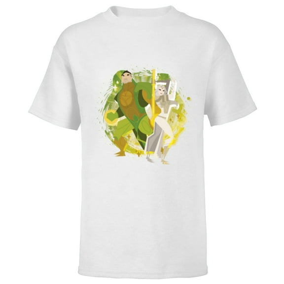 Marvel Eternals Stylized Cartoon Thena and Gilgamesh - Short Sleeve T-Shirt for Kids - Customized-White