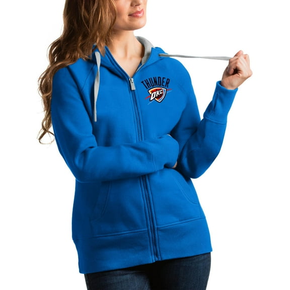 Women's Antigua Blue Oklahoma City Thunder Victory Full-Zip Hoodie