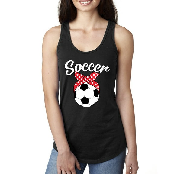 Wild Bobby, Cute Soccer Mom Ribbon Soccer Ball Gift Sports, Mother's Day, Women Racerback Tank Top, Black, Small