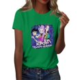 thumbnail image 1 of Pop cazadora para niña Demon Hunters Graphic Round-Neck Short Sleeve T Shirt For Kids Youth Fashion Tee With Cartoon Print Design Soft Blend Top For Children （Green）, 1 of 3