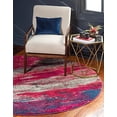 thumbnail image 2 of Unique Loom 3128113 6 x 6 ft. Lilly Jardin Round Rug, Magenta, 2 of 5