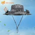 thumbnail image 4 of Wide Brim Solar Fan Hat, Outdoor Fishing Hat with 2 Fans Solar Power, Waterproof Outdoor Hiking Camping Fishing Hat Gift for Man Father, 4 of 10