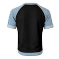 thumbnail image 6 of Helii Women's Color Block T Shirt – Raglan Sleeve T-Shirt, Crewneck Baseball Tee with Contrast Denim Sleeve, Loose Fit Soft Cotton Blend Casual T Shirts for Summer Black,L, 6 of 6