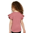 thumbnail image 4 of COUVER Toddler Little Girl's Soft Cotton Flutter Sleeve T-Shirt, Mauvelous, 3T, 1 Piece, 4 of 7