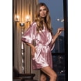thumbnail image 4 of Turquaz Linen Pink Satin Kimono Short Robe, 4 of 5