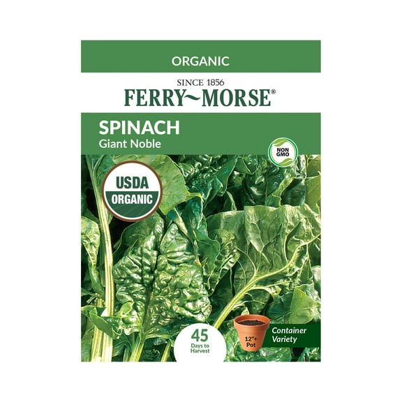 Ferry-Morse Organic 1.8G Spinach Giant Noble Annual Vegetable Seeds, Full Sun