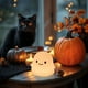 thumbnail image 4 of Luz nocturna de fantasmas de Halloween | Lámpara Pat de silicona suave | Sensor táctil recargable por USB | Linda decoración de calabaza | Iluminación ambiental cálida | Paquete de 2 | Amarillo, 4 of 6