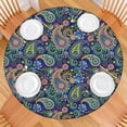 thumbnail image 2 of Colorful Floral Round Tablecloth with Elastic Hem, Boho Chic Design for Dining Kitchen Decor, Fits 52 to 56 Inch Tables, 2 of 7