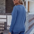 thumbnail image 3 of Sudadera con cuello en V y botones para mujer, Top de color puro, manga larga, informal, holgada, lavable a máquina, para ir de compras, 3 of 6