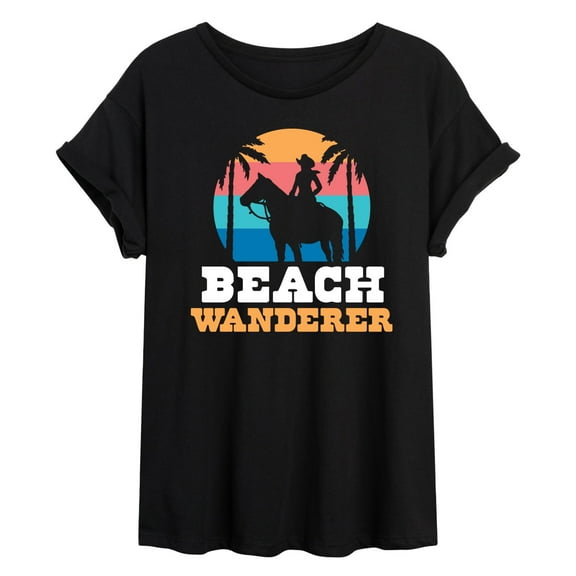 Instant Message - Beach Wanderer Cowgirl - Women's Oversized Graphic T-Shirt