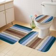 thumbnail image 2 of Blue Brown Bath Mat 3 Piece Bathroom Rug Set, Farmhouse Wood Grain Vintage Vertical Striped Non Slip Bath Rug Contour Mat and Toilet Lid Cover, Absorbent Shower Mats Soft Bath Rugs and Mats Sets, 2 of 8