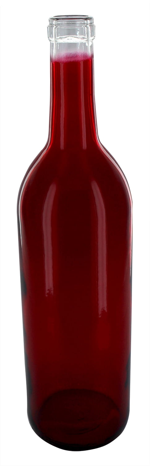 North Mountain Supply 750ml Glass Bordeaux Wine Bottle Flat-bottomed Cork Finish - Case of 12 - Clear/Flint