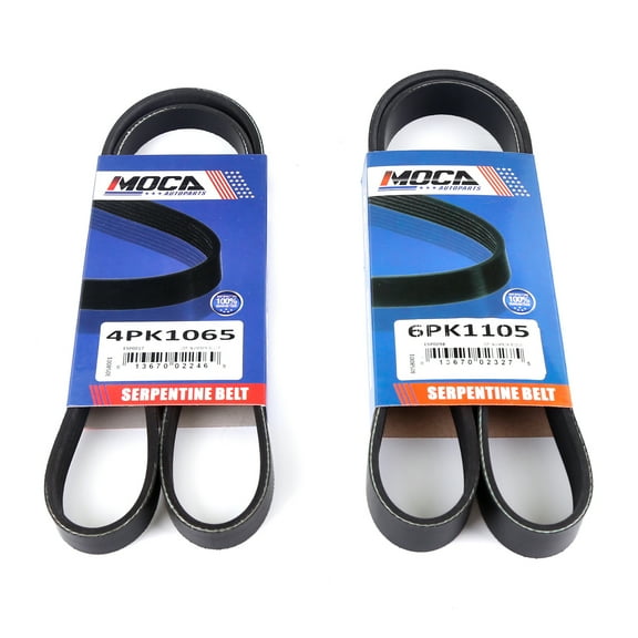 MOCA AUTOPARTS Serpentine Belt 4PK1065 & 6PK1105 Fit for 1998-2002 Honda Accord 2.3L