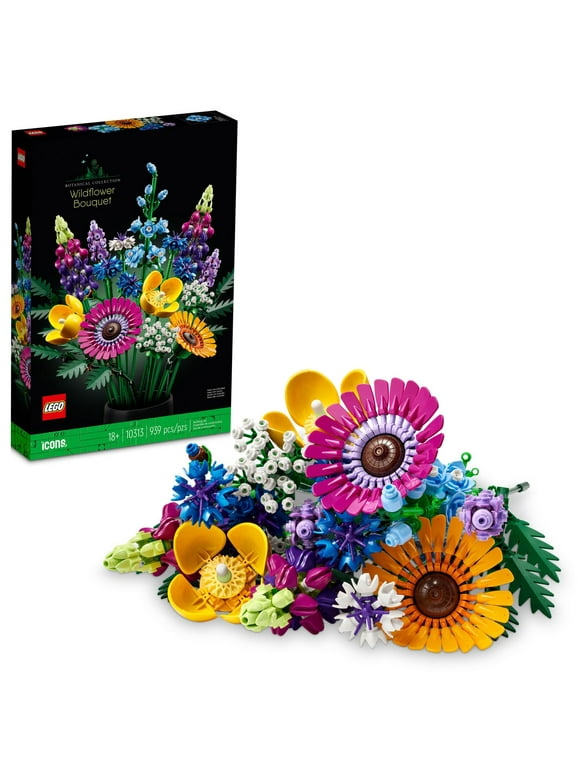 LEGO Icons Wildflower Bouquet Set - Artificial Flowers with Poppies and Lavender, Adult Collection, Unique Home Dcor, Botanical Piece for Anniversary Gift, 10313