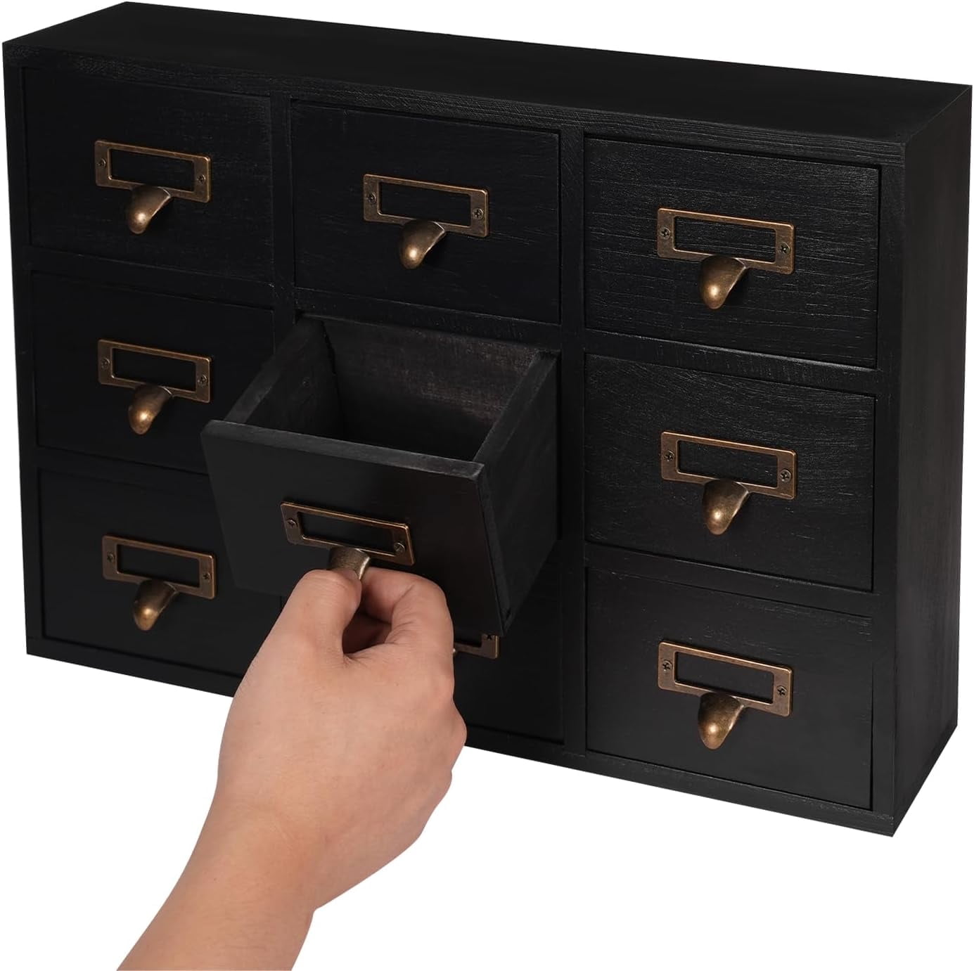 Tabletop Herb Storage Box, Apothecary Chests & Cabinets with 9 Drawers, Wooden Desk Drawer Organizer, Rustic Storage Desk Organizer, Traditional Apothecary Cabinet for Home Office Organization