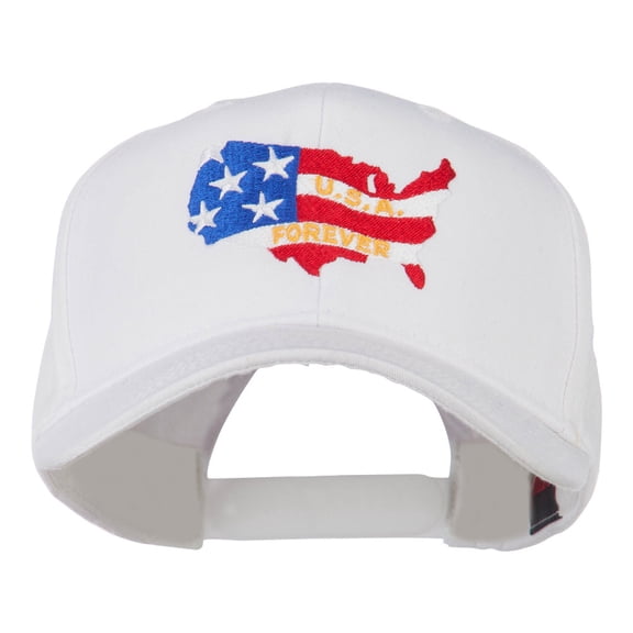 United States with USA Forever Embroidered Cap - White OSFM