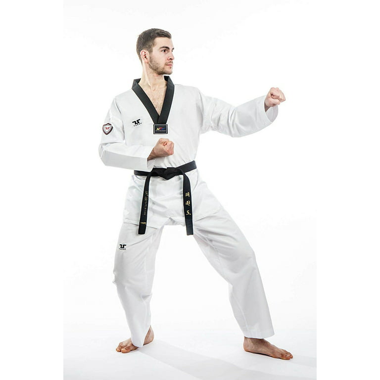 Tusah Taekwondo EZ FIT Sparring Dobok, Black V-Neck 