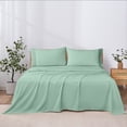 thumbnail image 3 of Modern Threads 4-Piece Crochet Lace Hem Seafoam Green Microfiber Bed Sheet Set, Queen, 3 of 17