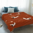 thumbnail image 4 of Japanese Style Blanket Soft Cozy Warm Twin Blanket for Bed, Plush Fuzzy Flannel Fleece Blankets for Sofa, Vintage Art Cranes Ocean Wave Red Throw Blankets for Couch, Gifts for Men, 60"x80", 4 of 9