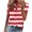 Red, variant on Lmnyox Summer Short Sleeve Shirt for Women Casual Striped Ruffle V Neck Blouse Summer Fashion Vacation Tops