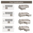 thumbnail image 6 of Euroco 100" Modern L-shaped Sofa 4-seat Sectional Sofa with 2 Pillows, Convertible Ottoman for Living Room, Apartment, Office, Beige, 6 of 8
