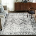 thumbnail image 6 of ReaLife Machine Washable Rug - Stain Resistant, Non-Shed - Eco-Friendly, Padded, Family & Pet Friendly - Made from Premium Recycled Fibers - Vintage Bohemian Medallion - Gray, 3' x 5', 6 of 6